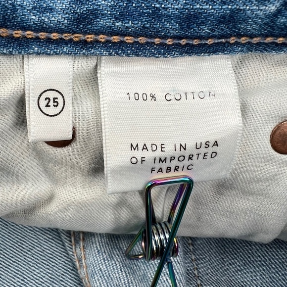 GRLFRND Karolina Distressed Rough Hem Button Fly Star Jeans Size 25 Women’s - Picture 4 of 10